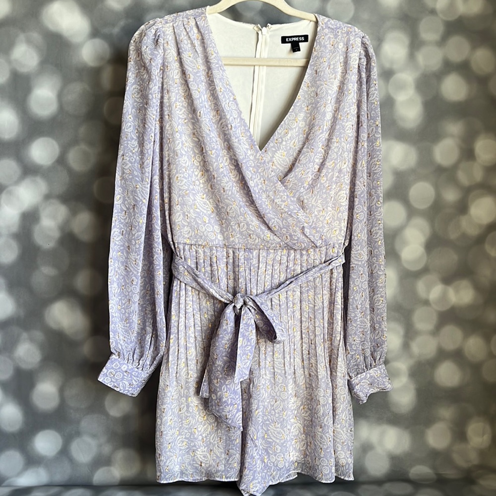 Express womens lavender with gold detail chiffon romper. Size Medium.